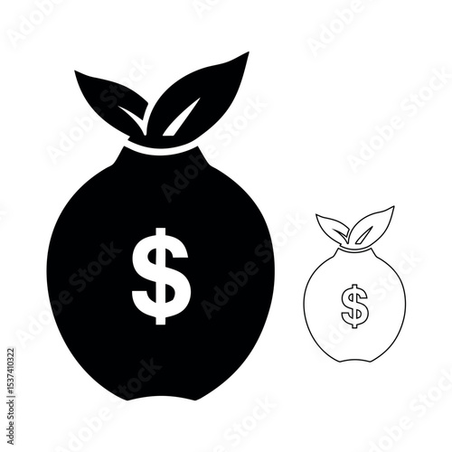 Money bag icon growing investment finance savings