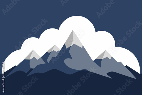 Majestic Mountain Peaks Under a Cloudy Sky A Serene Landscape Illustration
