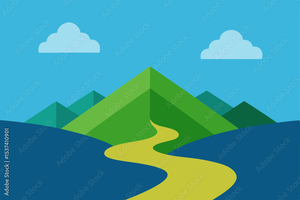 Fototapeta premium Journey Through Serene Mountains A Winding Path to Tranquility