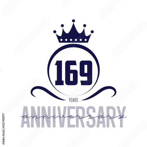 169 years anniversary celebration shield design template. 169th anniversary logo. Vector and illustration.