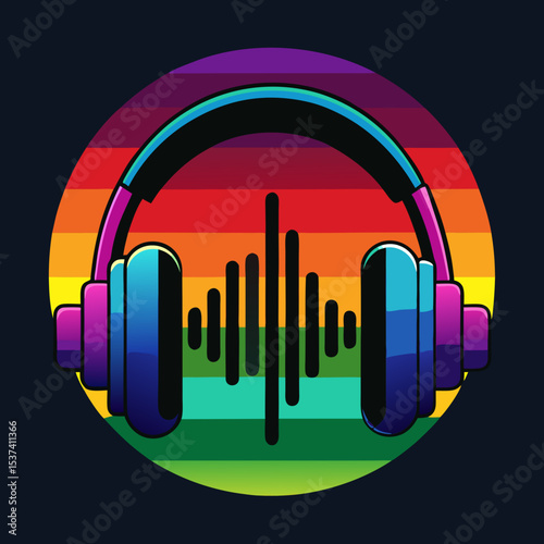 headphones with music notes