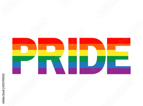 PRIDE Word Text with Rainbow Stripes