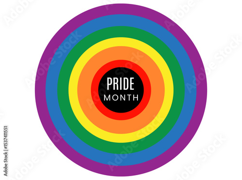 Pride Month Concentric Rainbow Circles Logo