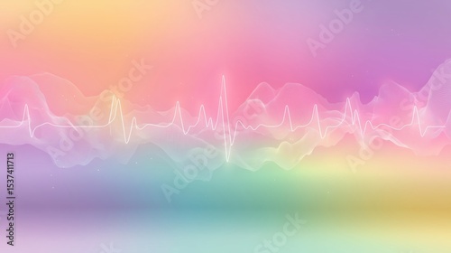 an electronic heartbeat in pastel colors background