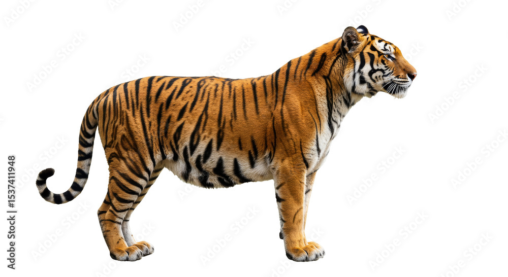Obraz premium Tiger Standing isolated on transparent background, PNG 