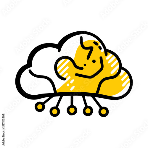 Hand Draw ai cloud on transparent background for web and graphic design