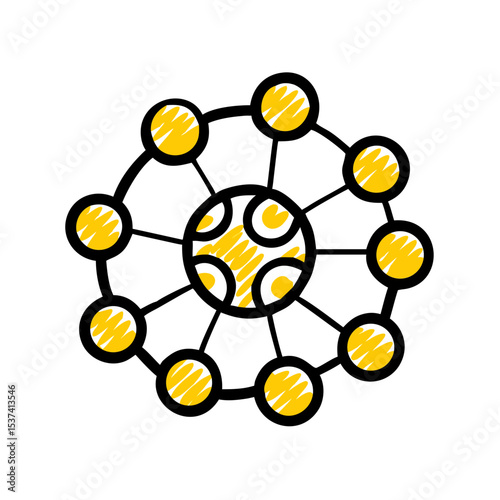 Hand Draw ai network on transparent background for web and graphic design