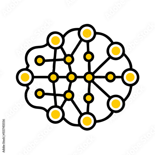 Hand Draw ai node on transparent background for web and graphic design