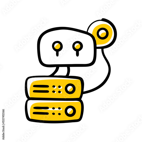 Hand Draw ai server on transparent background for web and graphic design