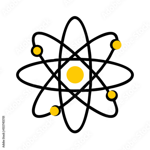 Hand Draw atom symbol on transparent background for web and graphic design