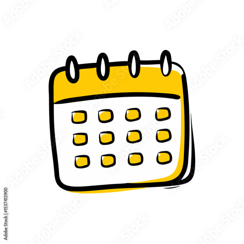Hand Draw basic calendar on transparent background for web and graphic design