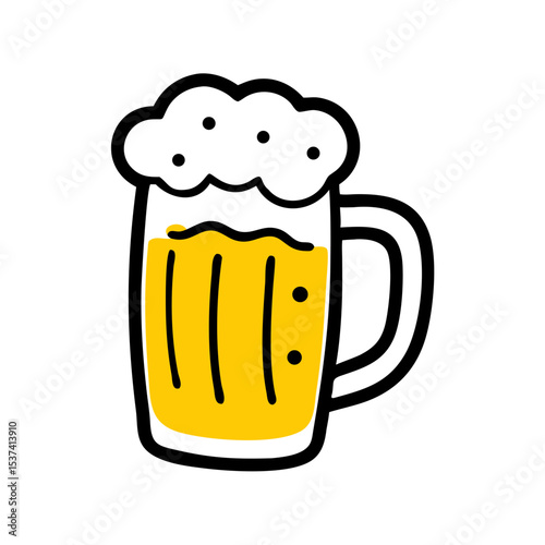 Hand Draw beer mug icon on transparent background for web and graphic design