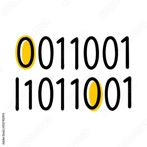 Hand Draw binary code 0101 icon on transparent background for web and graphic design