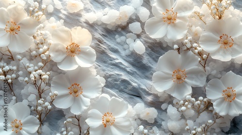 Minimal white flower arrangement on neutral surface