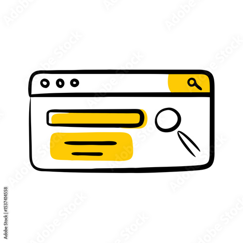Hand Draw browser with search field icon on transparent background for web and graphic design
