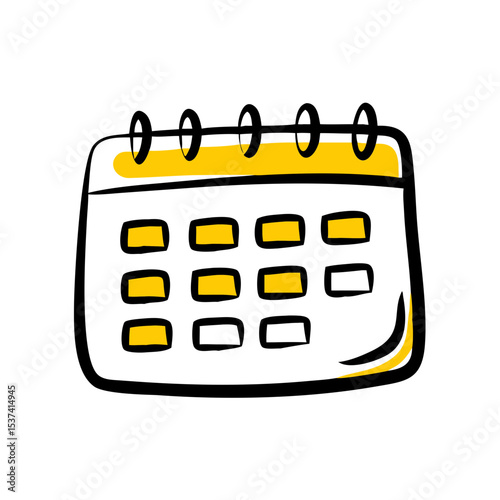 Hand Draw calendar with events on transparent background for web and graphic design