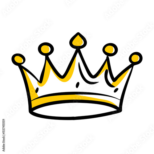 Hand Draw cartoon crown on transparent background for web and graphic design