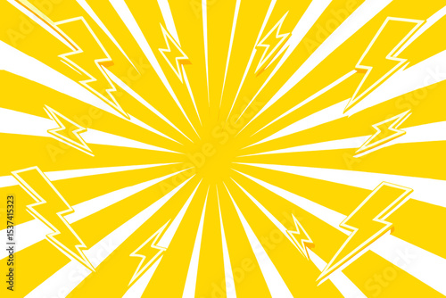Cartoon effects including lightning and explosion set against a boom comic background