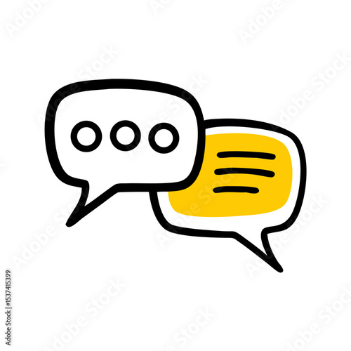 Hand Draw chat bubbles icon on transparent background for web and graphic design