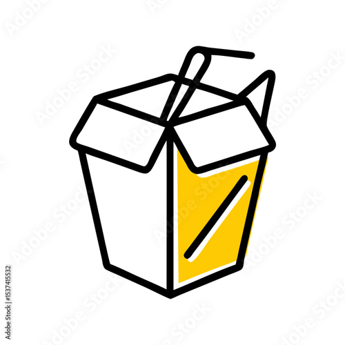 Hand Draw chinese takeout box icon on transparent background for web and graphic design