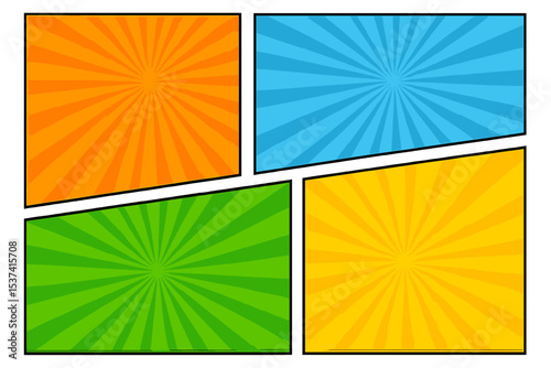 Illustration of a powerful comics like page layout background with halftone dots and dynamic action speed effects, resembling a comic book action layout background with power fx