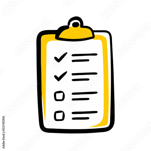 Hand Draw clipboard checklist icon on transparent background for web and graphic design