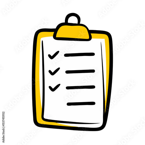 Hand Draw clipboard with checklist on transparent background for web and graphic design