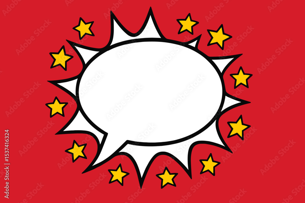 Vector illustration in pop art style featuring a surprising boom cloud with stars and lightnings set against a halftone background for use in sales and promotions