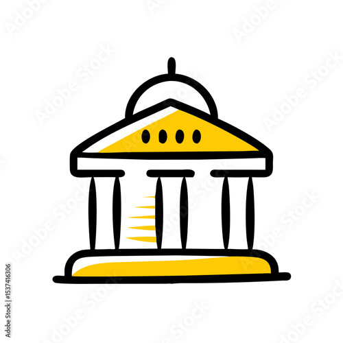 Hand Draw courthouse icon on transparent background for web and graphic design