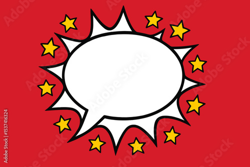 Vector illustration in pop art style featuring a surprising boom cloud with stars and lightnings set against a halftone background for use in sales and promotions