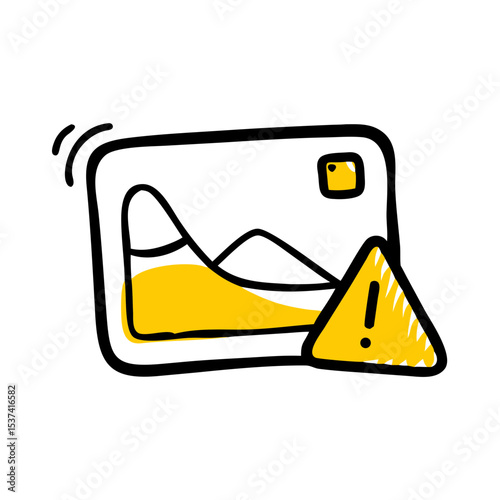 Hand Draw default image error placeholder on transparent background for web and graphic design