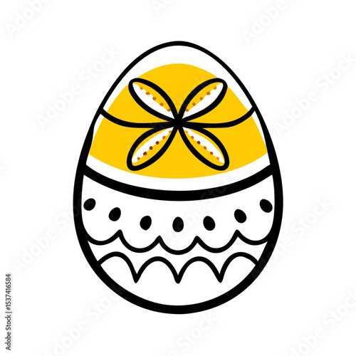 Hand Draw decorated easter egg icon on transparent background for web and graphic design