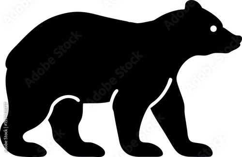 Bear Silhouette – Black Wild Animal Walking Vector

