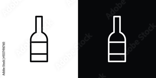 Wine bottle icon set in line.