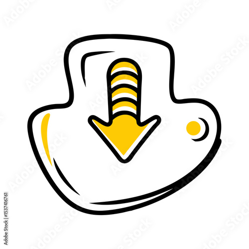 Hand Draw download audio icon on transparent background for web and graphic design