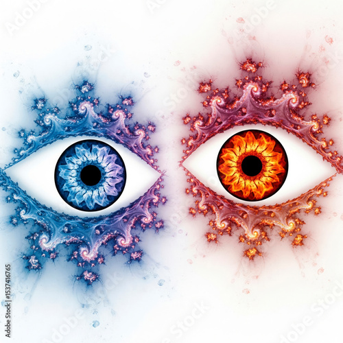 The eye of ice and the eye of fire, the opposites of perception. photo