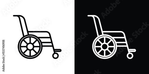Wheelchair icon set in line.