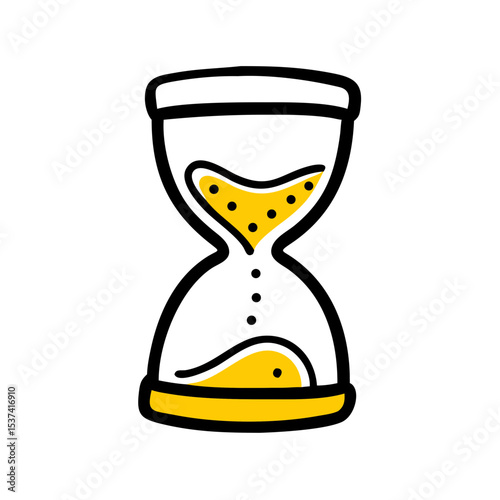 Hand Draw hourglass timer icon on transparent background for web and graphic design