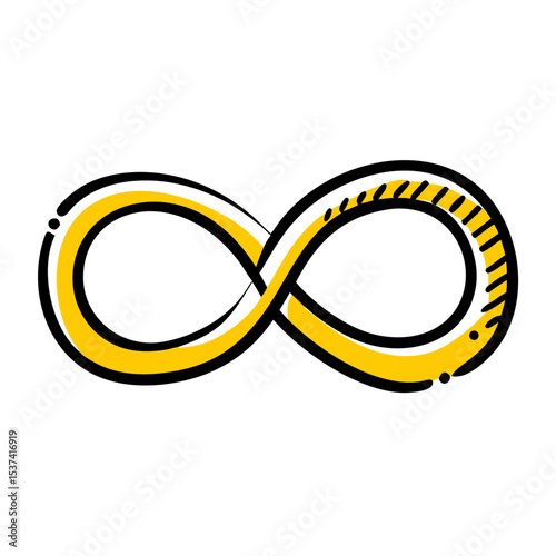 Hand Draw infinity time symbol on transparent background for web and graphic design