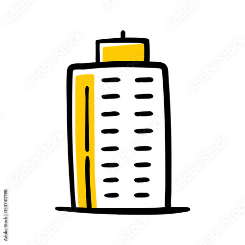 Hand Draw office tower icon on transparent background for web and graphic design