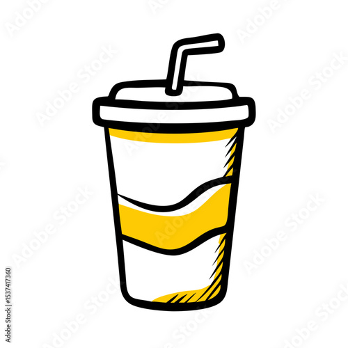 Hand Draw soda cup icon on transparent background for web and graphic design