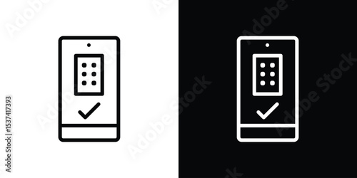 Reservation smartphone icon set in line.