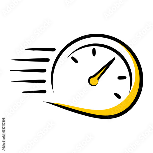 Hand Draw speed clock icon on transparent background for web and graphic design