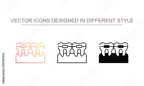 Teeth Braces icon design with white background stock illustration