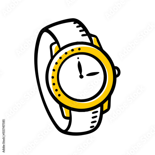 Hand Draw wristwatch icon on transparent background for web and graphic design