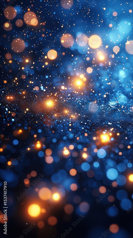 Fototapeta premium Abstract bokeh explosion of vibrant blues and golds
