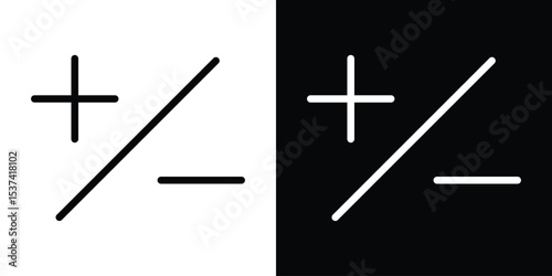 Plus minus icon set in line.