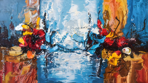 Impressionist Abstract Artwork with Textured, Sketchy, and Contrasting Brushwork