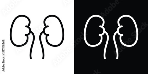 Kidneys icon set in line.