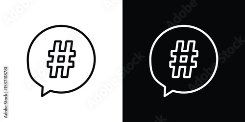 Hashtag icon set in line.